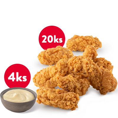 Kyblík 20 Hot Wings + 4x omáčka