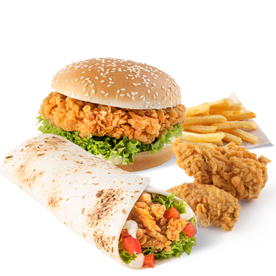 Zinger + iTwist + 2 pcs Hot Wings + fries - price, promotions, delivery