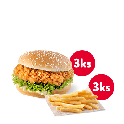 3x Zinger + 3x malé hranolky