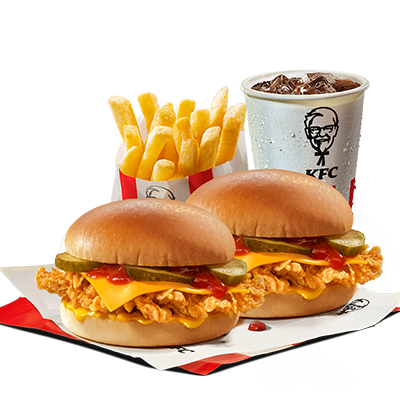 2x Cheeseburger + fries + refill