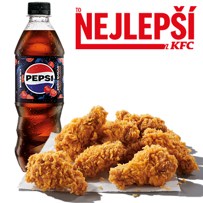 8 Hot Wings + Pepsi Zero Cherry 0,5l - cena, propagace, dodávka