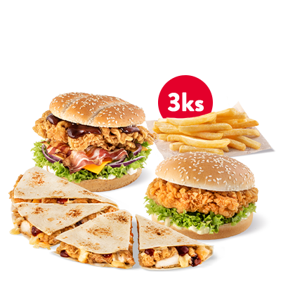 Zinger + Qurrito + Texas Grander + 3x fries