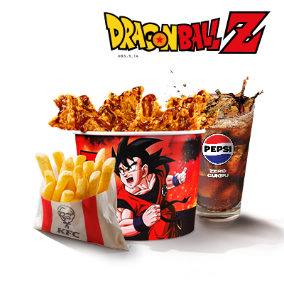Kyblík pro jednoho Dragon Ball Z Teriyaki Strips a bezedný nápoj
