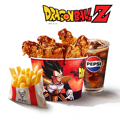Kyblík pro jednoho Dragon Ball Z Teriyaki Hot Wings a bezedný nápoj