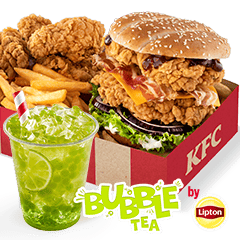 Grander Podówjny Burger Big Box z Bubble Tea - cena, promocje, dostawa