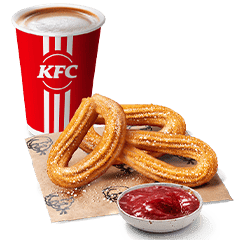 Churros 3 szt. z sosem truskawkowym i kawą 200 ml - cena, promocje, dostawa