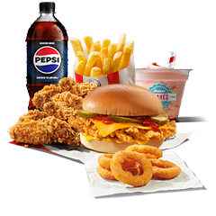 5x Hot Wings + Cheesburger + 5 Onion Rings + Fries + Dip + Pepsi 0,85l + Shake 180ml - price, promotions, delivery