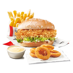 Zinger + Frytki +  5 Onion Rings + sos - cena, promocje, dostawa