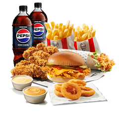 5x Hot Wings + Cheesburger + 5 Onion Rings + 2x Fries + 2x dip + 2x Pepsi 0,85l - price, promotions, delivery