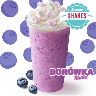 Shake Borówka z bitą śmietaną i piankami marshmallows 500 ml - cena, promocje, dostawa
