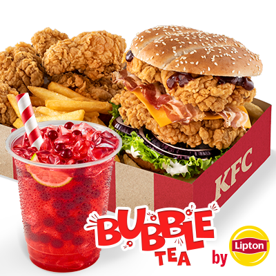 Grander Podwójny Burger Big Box z Bubble Tea - cena, promocje, dostawa