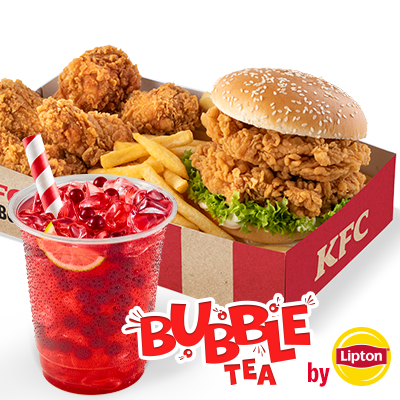 Zinger Burger Podwójny Big Box z Bubble Tea - cena, promocje, dostawa