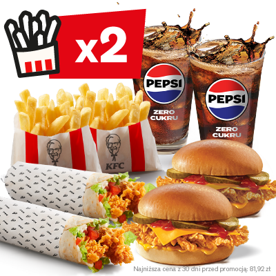 2x Twister + 2x Cheeseburger + 2x Fries + 2x Wielka Dolewka - cena, promocje, dostawa