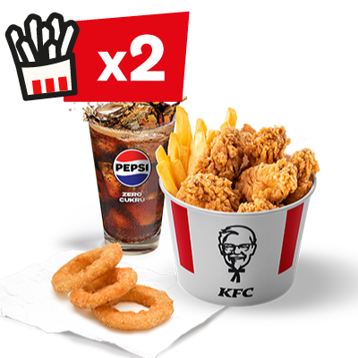 Kubełek dla 1 os. Hot Wings z Wielką Dolewką & 3x Onion Rings - cena, promocje, dostawa