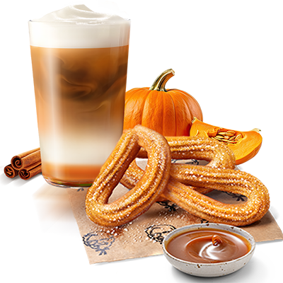 Pumpkin Spice Latte 200ml & 3x Churros