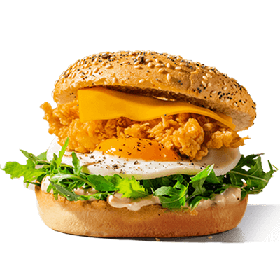Breakfast bagel with egg and cheese