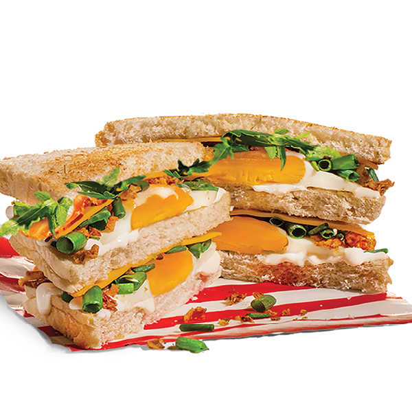 Podwójny Tost z jajkiem, serem i bekonem