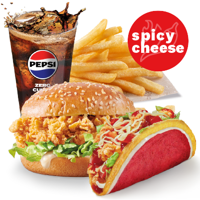 TACOS SPICY CHEESE & ZINGER BURGER DEAL - price, promotions, delivery