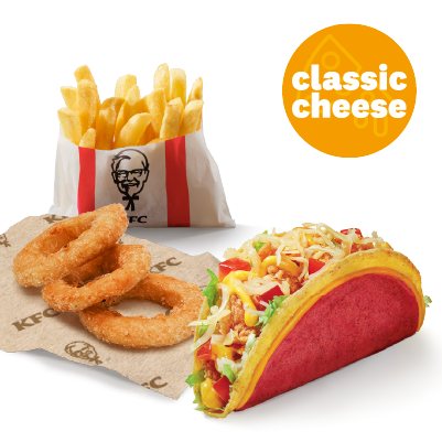 TACOS CLASSIC CHEESE & FRIES & 3x ONION RINGS