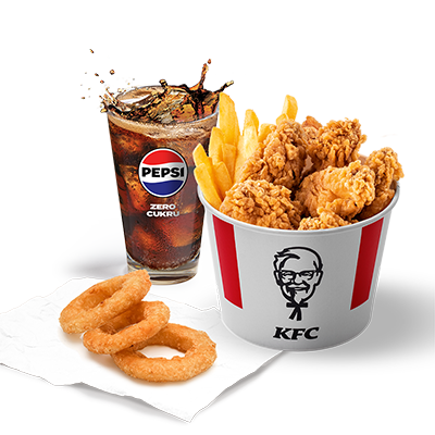 Kubełek dla 1 os. Hot Wings z Wielką Dolewką & 3x Onion Rings - cena, promocje, dostawa