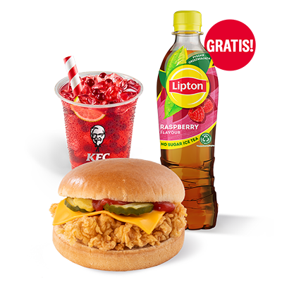 Cheeseburger + Bubble Tea Grapefruit 300 ml + Lipton 0,5l Raspberry GRATIS - price, promotions, delivery