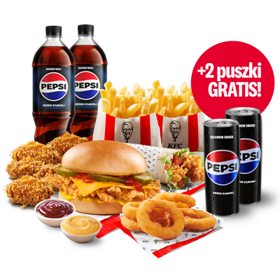 5x Hot Wings + Cheeseburger + 5 Onion Rings + 2x Frytki + 2x sos + iTwist + 2xPepsi 0,85l +2x Puszka Pepsi Max GRATIS - cena, promocje, dostawa