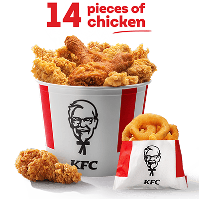 Tuesday Bucket: 14 pieces + 5x Onion Rings