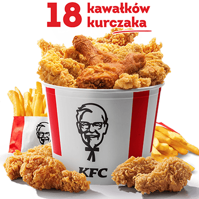 Wtorkowy Kubełek: 18 kawałków + 2x Frytki - cena, promocje, dostawa