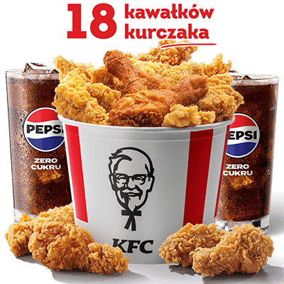 Wtorkowy Kubełek: 18 kawałków + 2x Wielka Dolewka - cena, promocje, dostawa