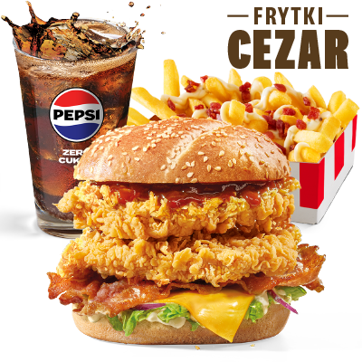 Zestaw Podwójny Gander Burger z frytkami Cezar
