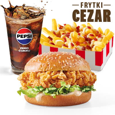 Zestaw Zinger Burger z frytkami Cezar