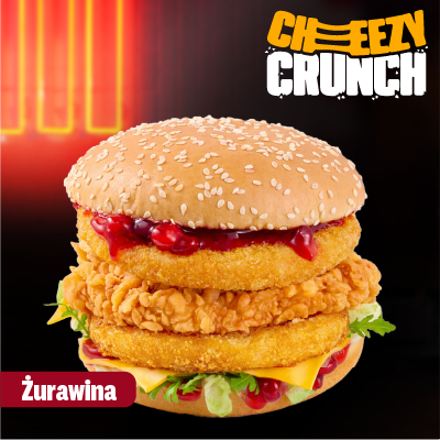 Podwójny Cheeze Crunch Burger Żurawinowy