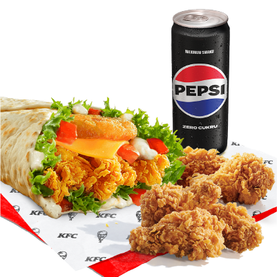 Mega Pocket + 5x Hot Wings + Pepsi Zero Cukru 0,33l