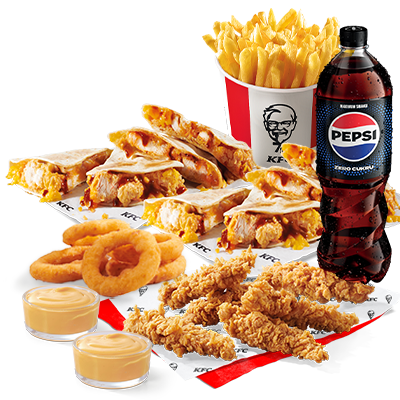 2x Qurrito + 6x Strips + 5x onion rings + 2x Dip Kentucky Gold + Pepsi 0,85l