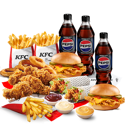 Zestaw Kibica XL (5x Hot Wings, 2x Cheeseburger, 2x iTwist, 5x Onion Rings, 3x Frytki, 3x Sos, 3x Pepsi 0,85l)