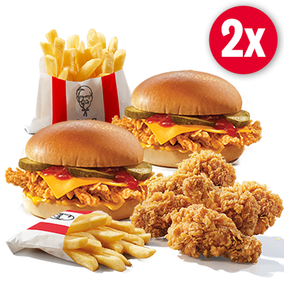 4x Cheeseburger + 10x Hot Wings + 4 x Frytki