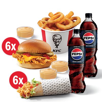 6x iTwist + 6x Cheeseburger + Kubełek Onion Rings + 2x Pepsi Zero Cukru 0.85l