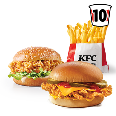 Zinger Burger + Cheeseburger + Duże Frytki