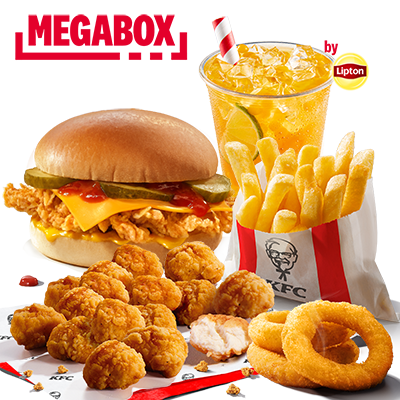 MEGABOX Cheeseburger & Popcorn Chicken & Bubble Tea