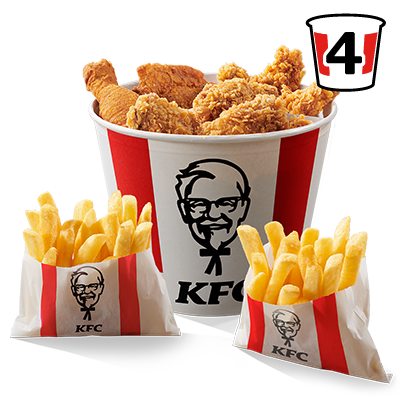 Bucket of the month (4x Strips + 4x Hot Wings + 4x Drumstick + 2x Fries)