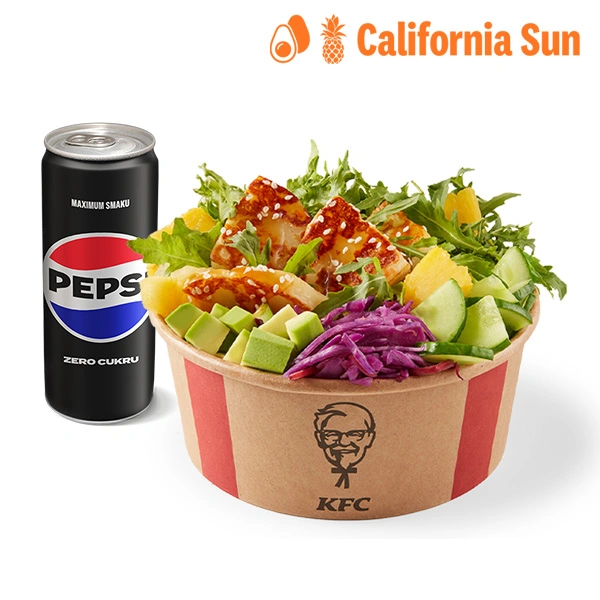 California Sun Poke Bowl z sałatą i halloumi + Napój