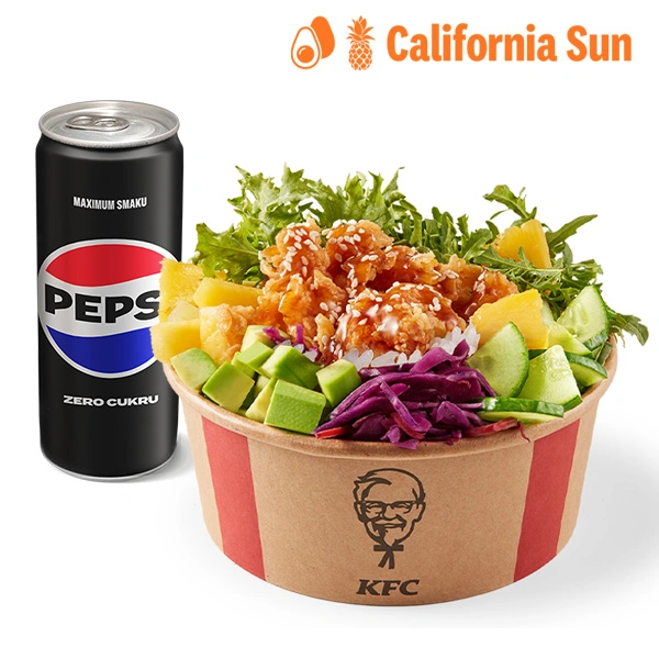 California Sun Poke Bowl z ryżem i bitesami + Napój