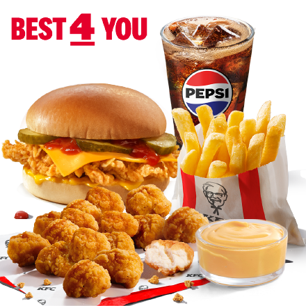 Best 4 You Cheeseburger + Popcorn Piletina + Umak