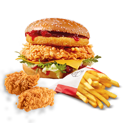 #5. Cranberry Cheddar Crunch Burger + Small Fries + 2 Hot Wings