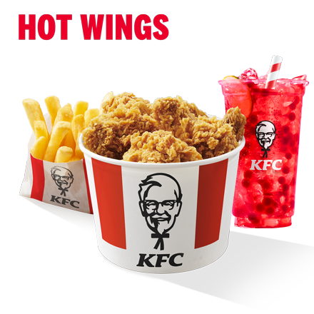 Bucket for One Meal Hot Wings with Bubble Tea