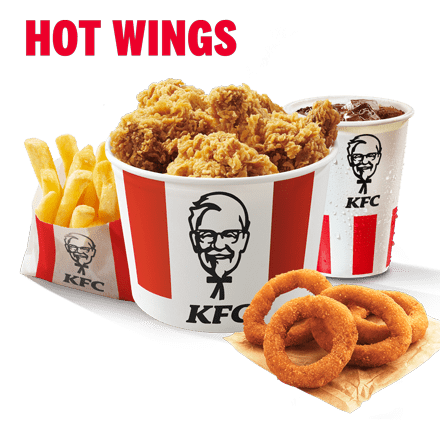 Bucket for One Meal - Hot Wings + 4 Onion Rings