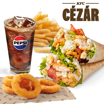 Cézár Wrap Menü + 4 Hagymakarika