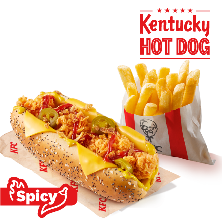 Spicy Kentucky Hot Dog + Kis sült burgonya - ár, akciók, kézbesítés