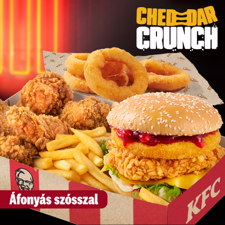 Cheddar Crunch Burger Cranberry Box + 4 Onion Rings