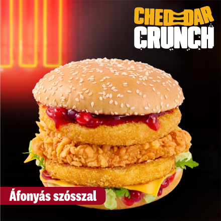 Dupla Cheddar Crunch Burger Áfonyás szósszal